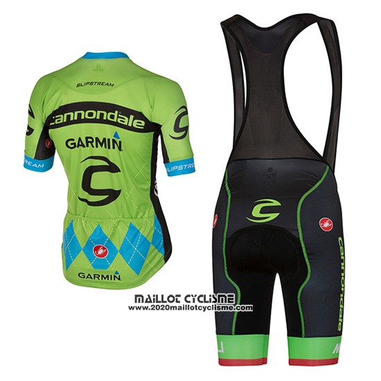 2017 Maillot Ciclismo Cannondale Vert et Bleu Manches Courtes et Cuissard